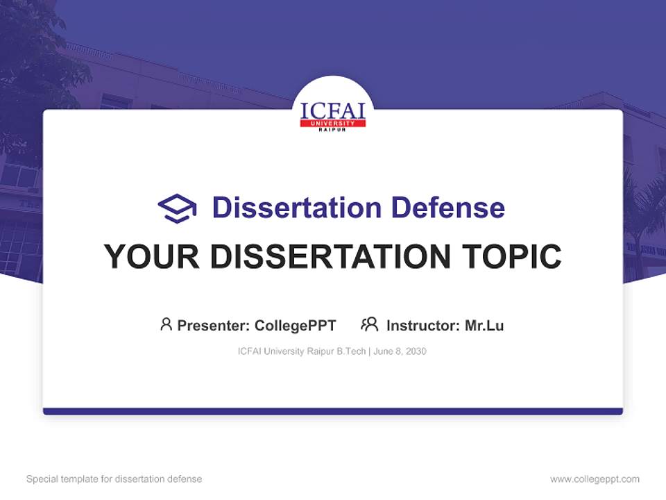 ICFAI University Raipur B.Tech Graduation Thesis Defense PPT Template4:3 ratio PPT effect preview image7