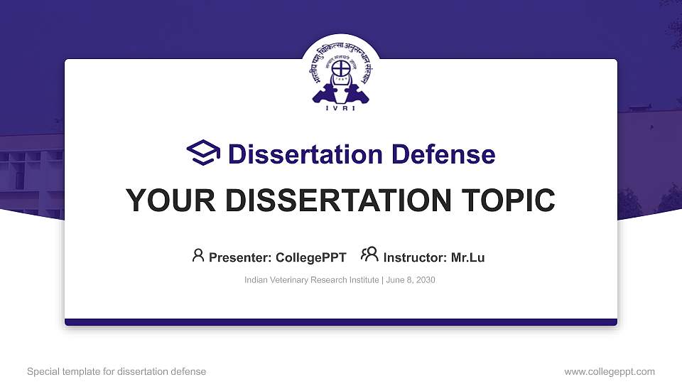 Indian Veterinary Research Institute Graduation Thesis Defense PPT Template16:9 ratio PPT effect preview image