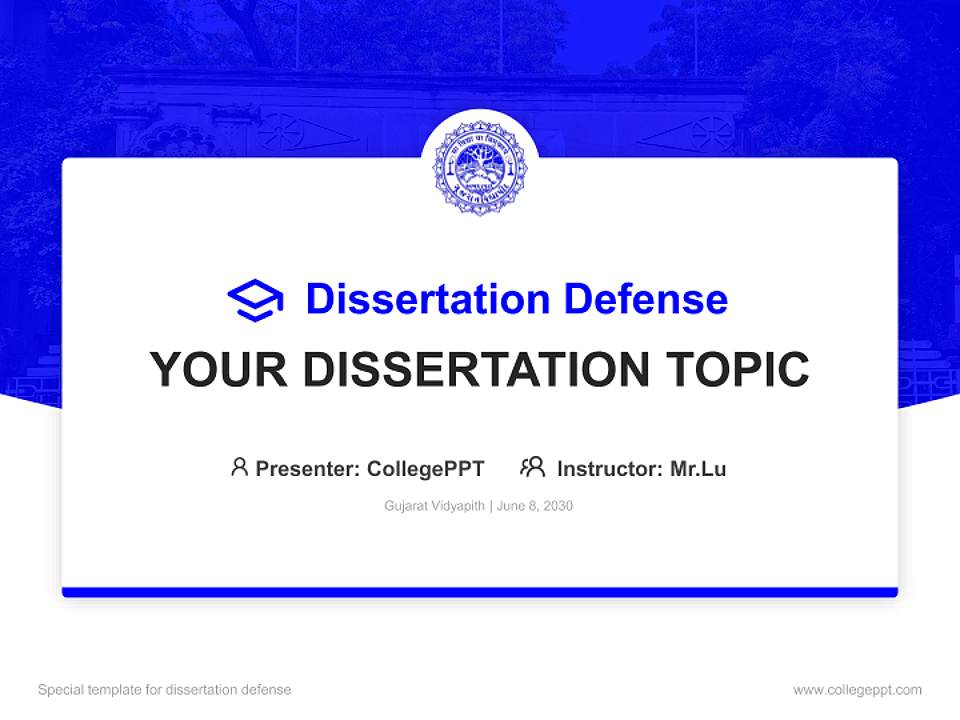Gujarat Vidyapith Graduation Thesis Defense PPT Template4:3 ratio PPT effect preview image7
