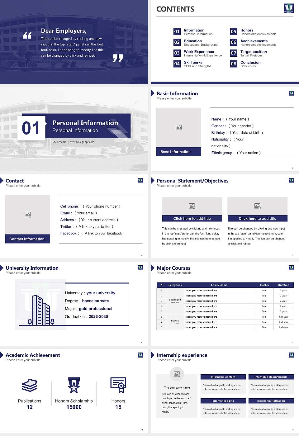 Indus International University Resume PPT Template16:9 ratio PPT effect preview image2