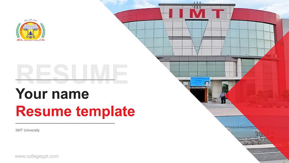 IIMT University Resume PPT Template16:9 ratio PPT effect preview image