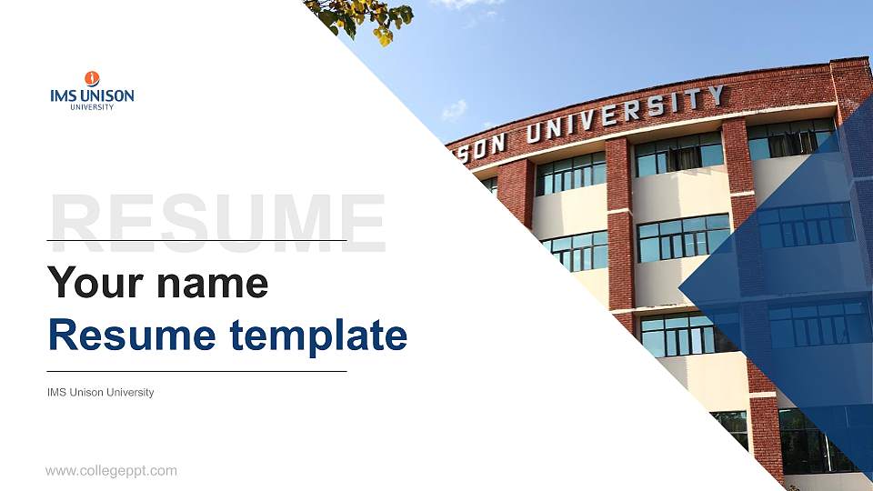 IMS Unison University Resume PPT Template16:9 ratio PPT effect preview image