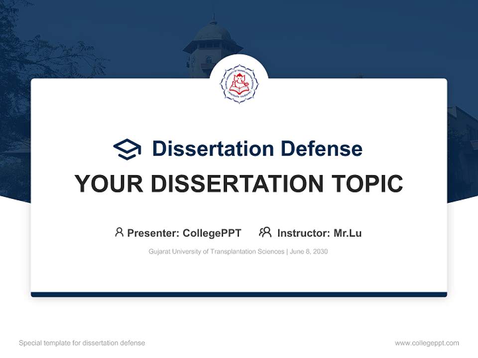 Gujarat University of Transplantation Sciences Graduation Thesis Defense PPT Template4:3 ratio PPT effect preview image7