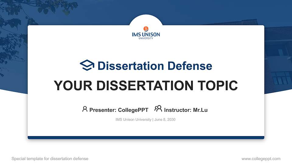 IMS Unison University Graduation Thesis Defense PPT Template16:9 ratio PPT effect preview image