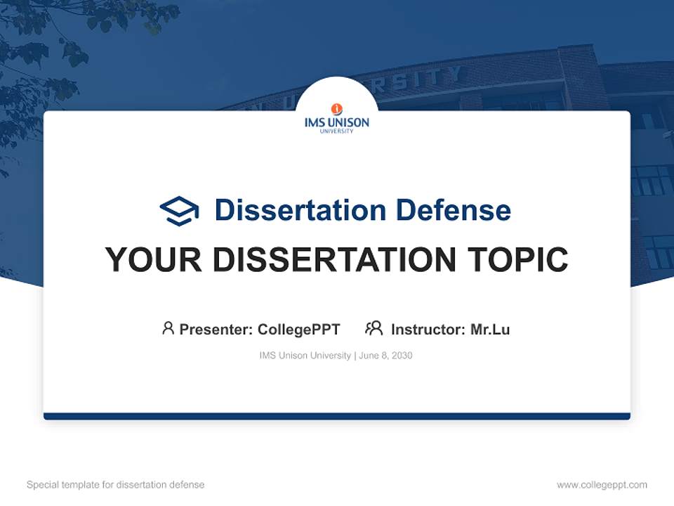 IMS Unison University Graduation Thesis Defense PPT Template4:3 ratio PPT effect preview image7