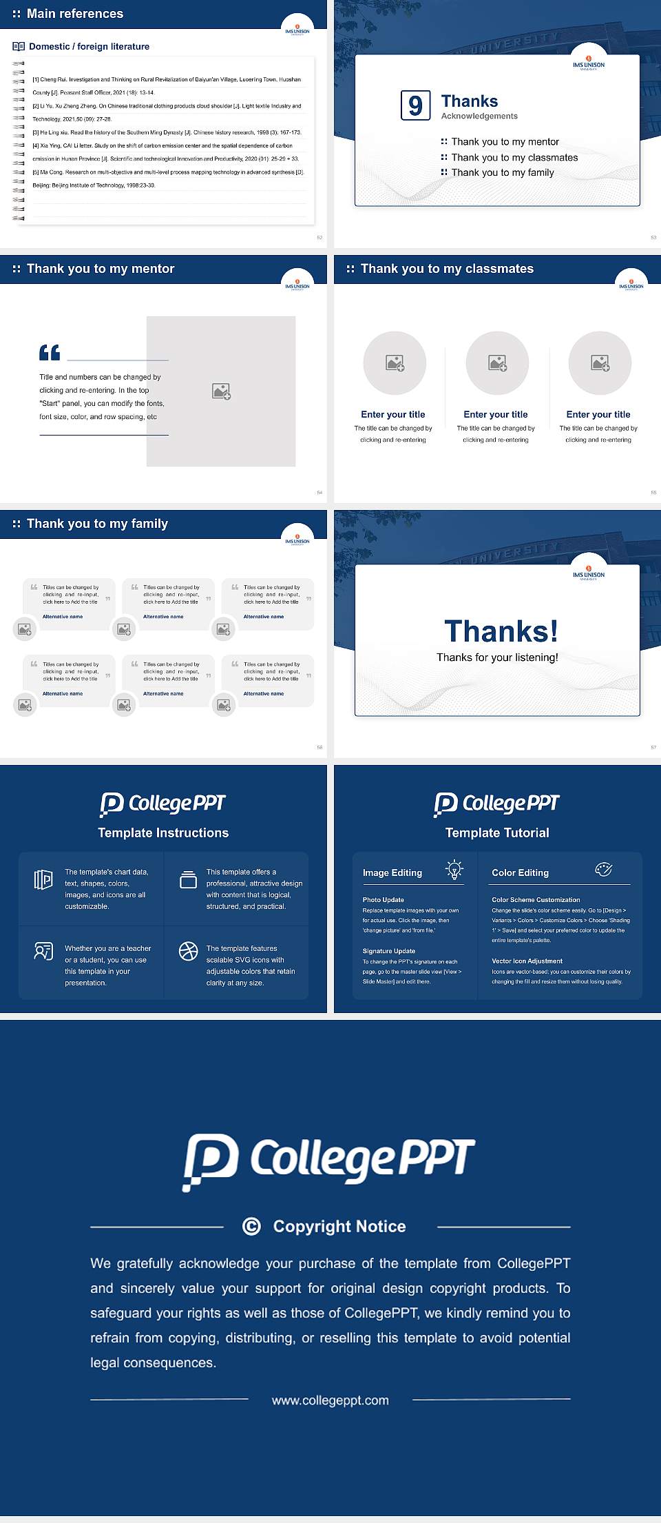 IMS Unison University Graduation Thesis Defense PPT Template4:3 ratio PPT effect preview image7