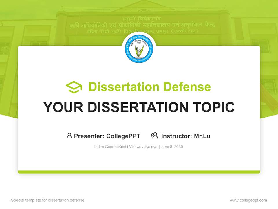 Indira Gandhi Krishi Vishwavidyalaya Graduation Thesis Defense PPT Template4:3 ratio PPT effect preview image7