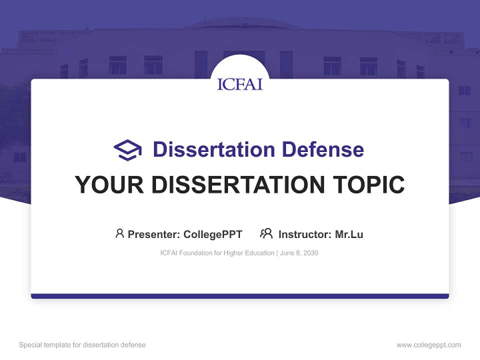 ICFAI Foundation for Higher Education Graduation Thesis Defense PPT Template4:3 ratio PPT effect preview image7