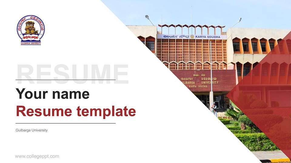 Gulbarga University Resume PPT Template16:9 ratio PPT effect preview image
