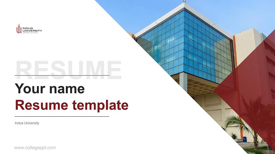 Indus University Resume PPT Template16:9 ratio PPT effect preview image
