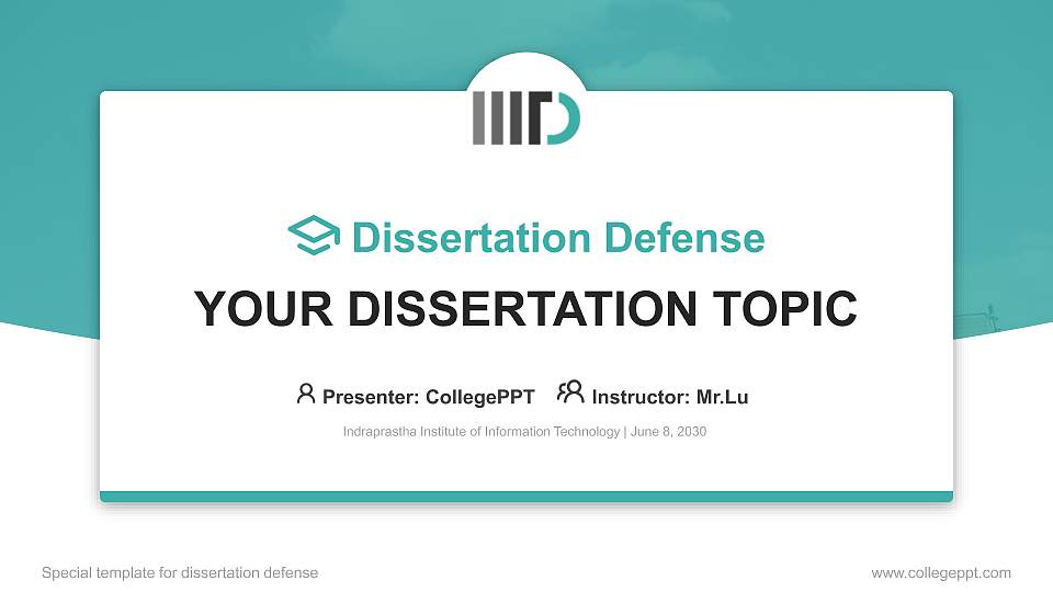 Indraprastha Institute of Information Technology Graduation Thesis Defense PPT Template16:9 ratio PPT effect preview image