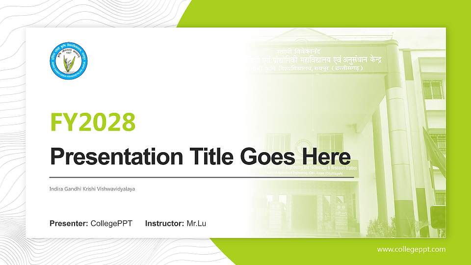 Indira Gandhi Krishi Vishwavidyalaya Academic Presentation/Research Findings Report PPT Template16:9 ratio PPT effect preview image