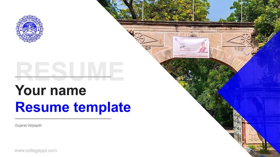 Gujarat Vidyapith Resume PPT Template16:9 ratio PPT effect preview image
