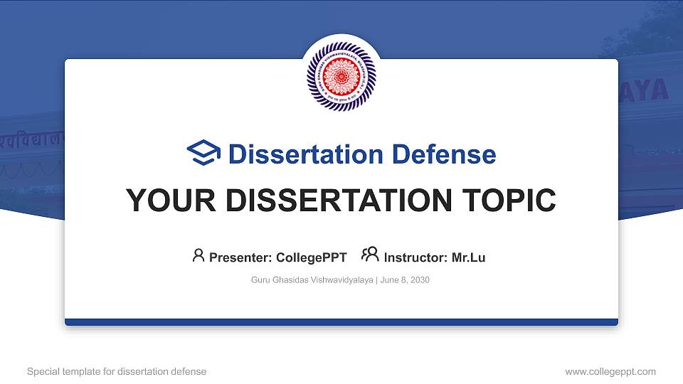 Guru Ghasidas Vishwavidyalaya Graduation Thesis Defense PPT Template16:9 ratio PPT effect preview image