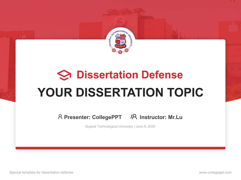 Gujarat Technological University Graduation Thesis Defense PPT Template4:3 ratio PPT effect preview image7