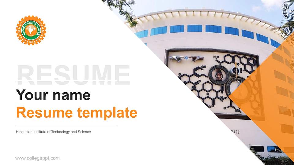 Hindustan Institute of Technology and Science Resume PPT Template16:9 ratio PPT effect preview image