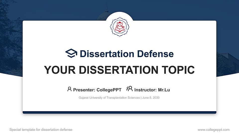 Gujarat University of Transplantation Sciences Graduation Thesis Defense PPT Template16:9 ratio PPT effect preview image