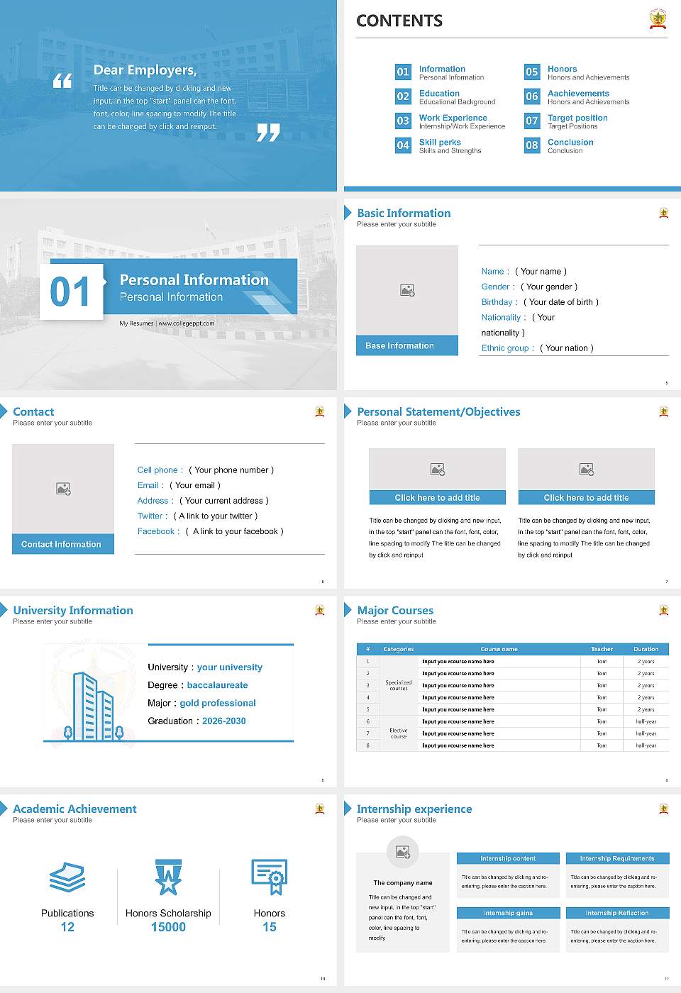 Gurugram University Resume PPT Template16:9 ratio PPT effect preview image2