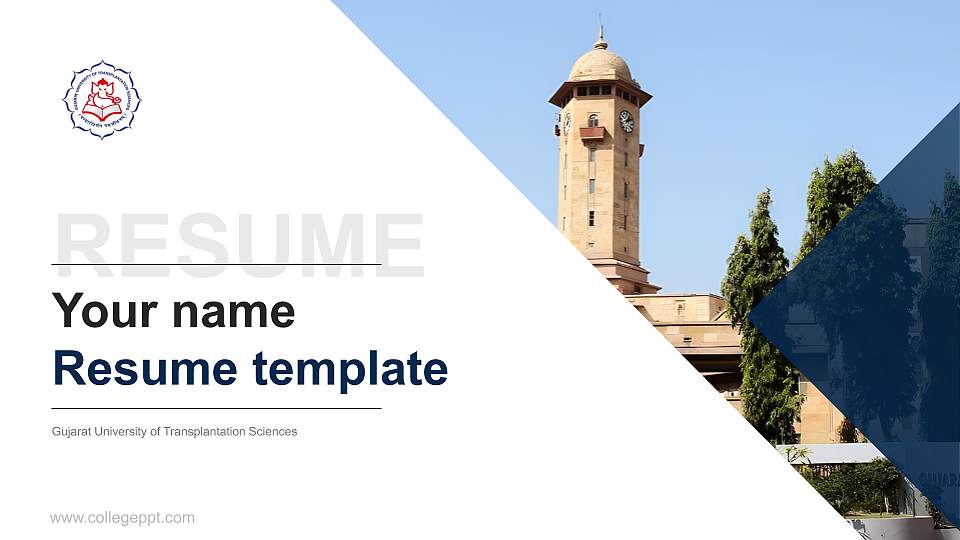 Gujarat University of Transplantation Sciences Resume PPT Template16:9 ratio PPT effect preview image