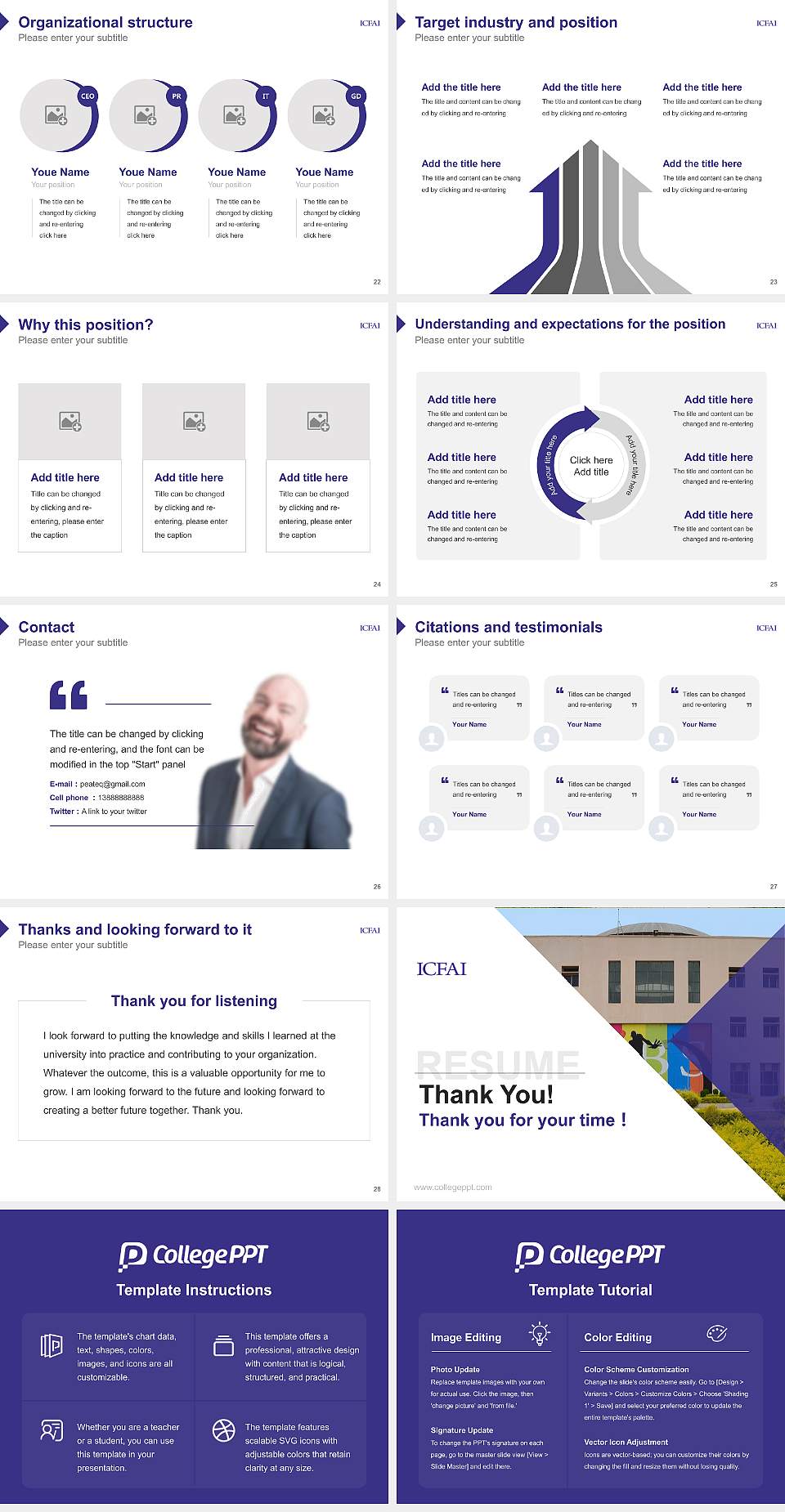 ICFAI Foundation for Higher Education Resume PPT Template4:3 ratio PPT effect preview image4