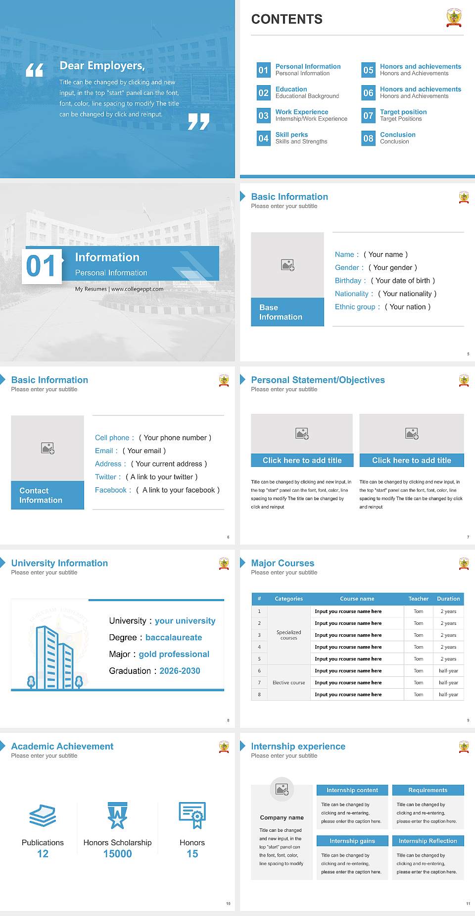 Gurugram University Resume PPT Template4:3 ratio PPT effect preview image2