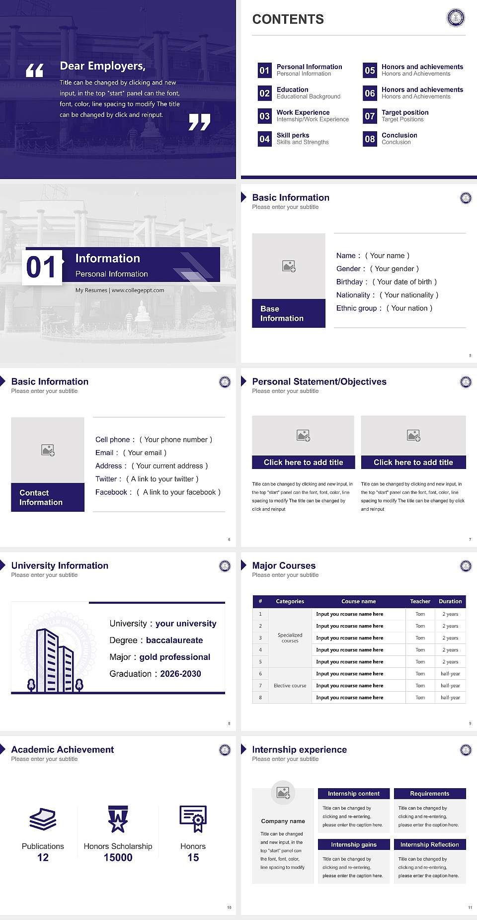 Hidayatullah National Law University Resume PPT Template4:3 ratio PPT effect preview image2