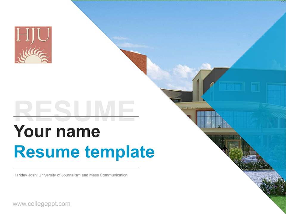 Haridev Joshi University of Journalism and Mass Communication Resume PPT Template4:3 ratio PPT effect preview image5