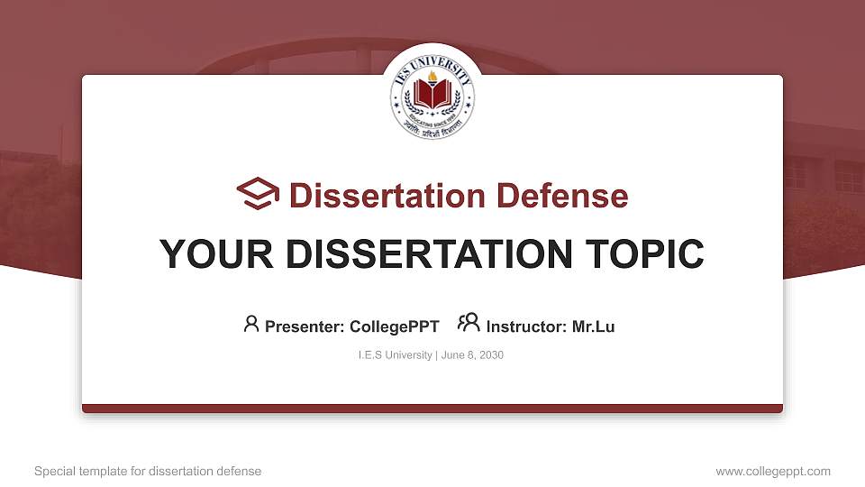 I.E.S University Graduation Thesis Defense PPT Template16:9 ratio PPT effect preview image