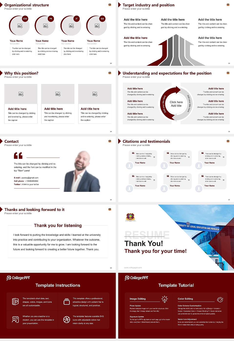 India International University of Legal Education and Research Resume PPT Template16:9 ratio PPT effect preview image4
