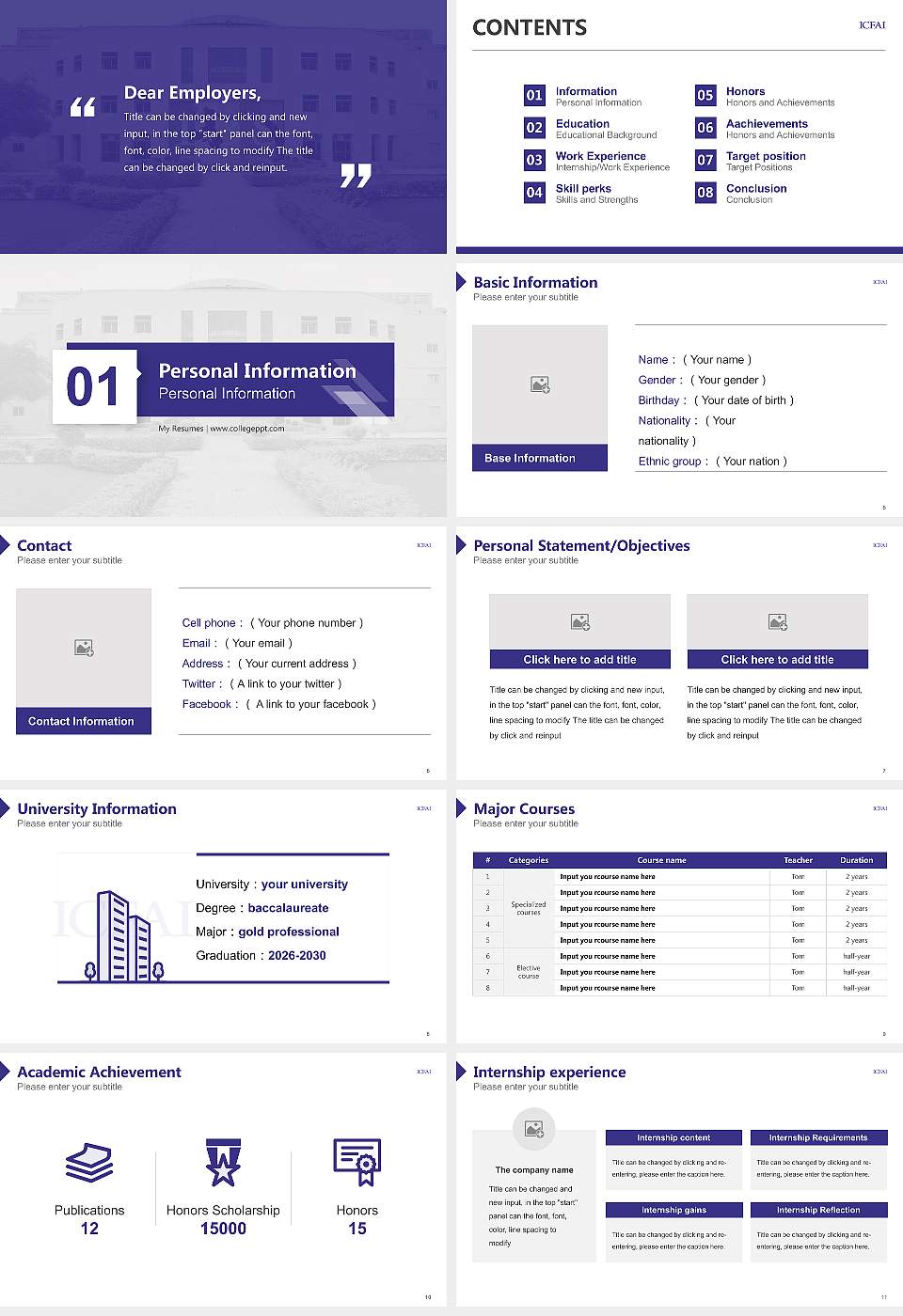 ICFAI Foundation for Higher Education Resume PPT Template16:9 ratio PPT effect preview image2