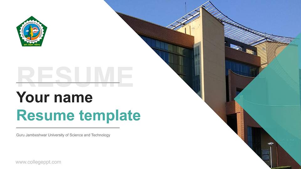 Guru Jambeshwar University of Science and Technology Resume PPT Template16:9 ratio PPT effect preview image