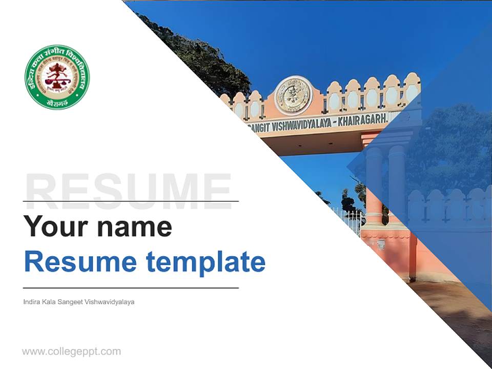 Indira Kala Sangeet Vishwavidyalaya Resume PPT Template4:3 ratio PPT effect preview image5