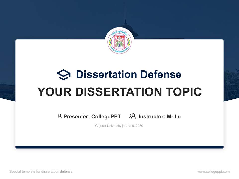 Gujarat University Graduation Thesis Defense PPT Template4:3 ratio PPT effect preview image7