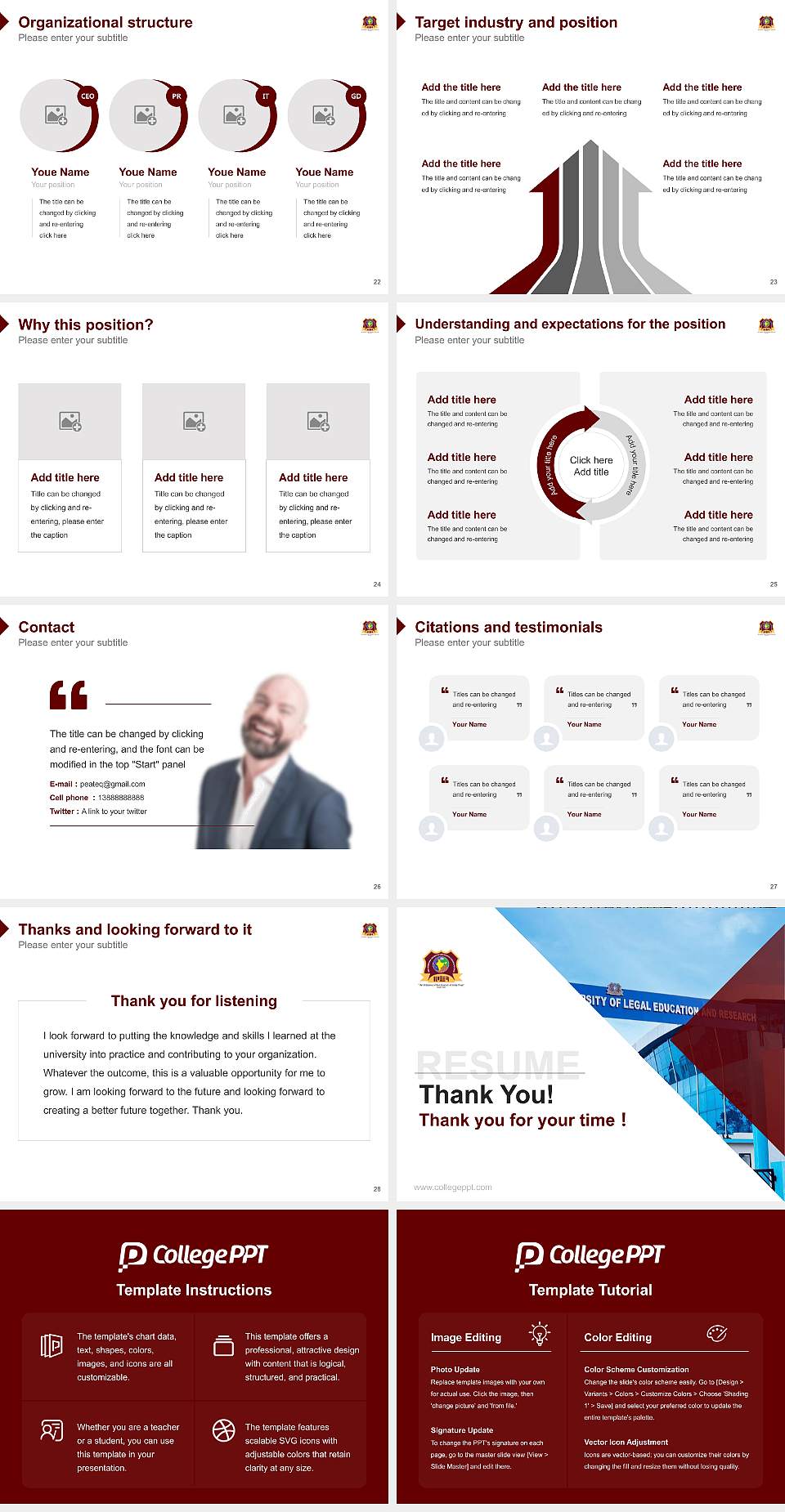 India International University of Legal Education and Research Resume PPT Template4:3 ratio PPT effect preview image4