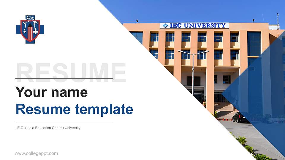 I.E.C. (India Education Centre) University Resume PPT Template16:9 ratio PPT effect preview image