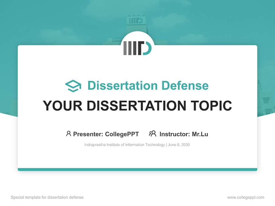 Indraprastha Institute of Information Technology Graduation Thesis Defense PPT Template4:3 ratio PPT effect preview image7