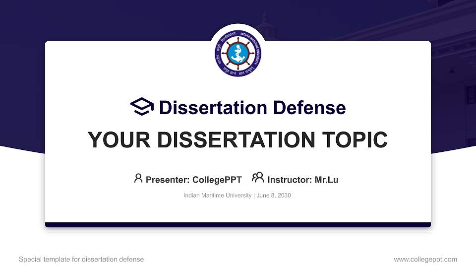 Indian Maritime University Graduation Thesis Defense PPT Template16:9 ratio PPT effect preview image