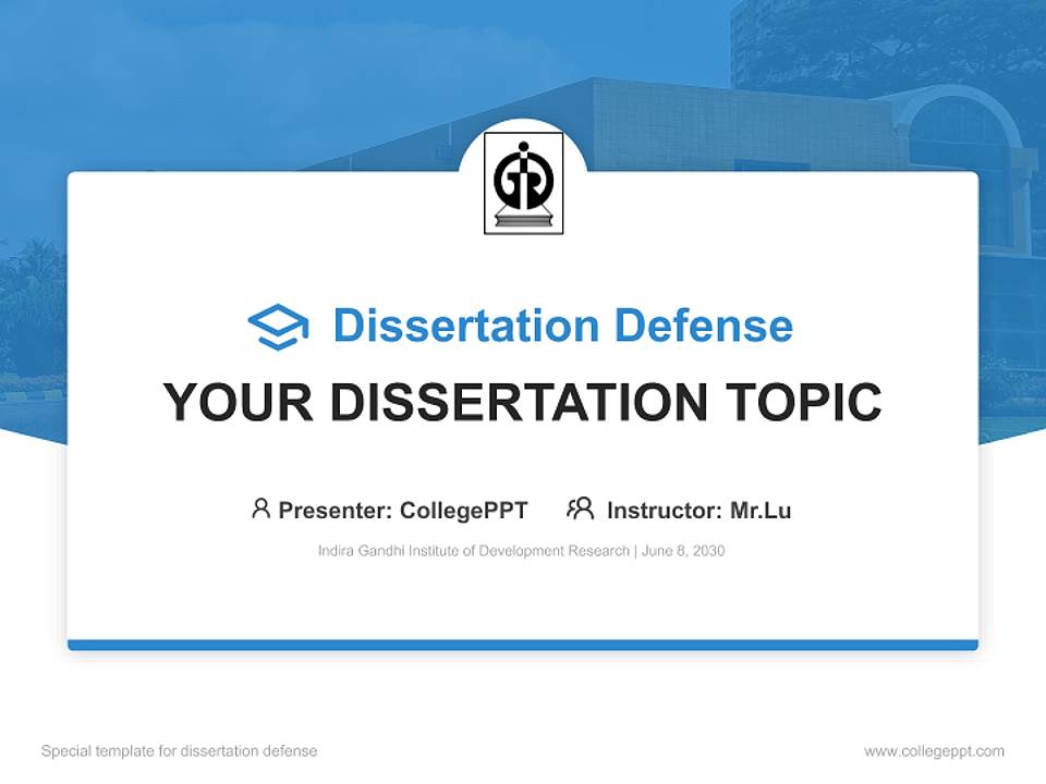 Indira Gandhi Institute of Development Research Graduation Thesis Defense PPT Template4:3 ratio PPT effect preview image7