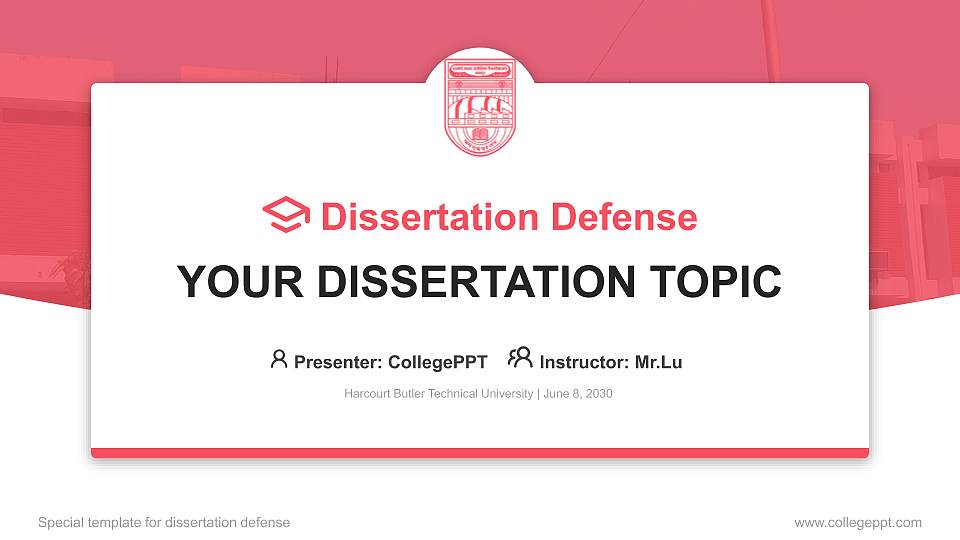 Harcourt Butler Technical University Graduation Thesis Defense PPT Template16:9 ratio PPT effect preview image