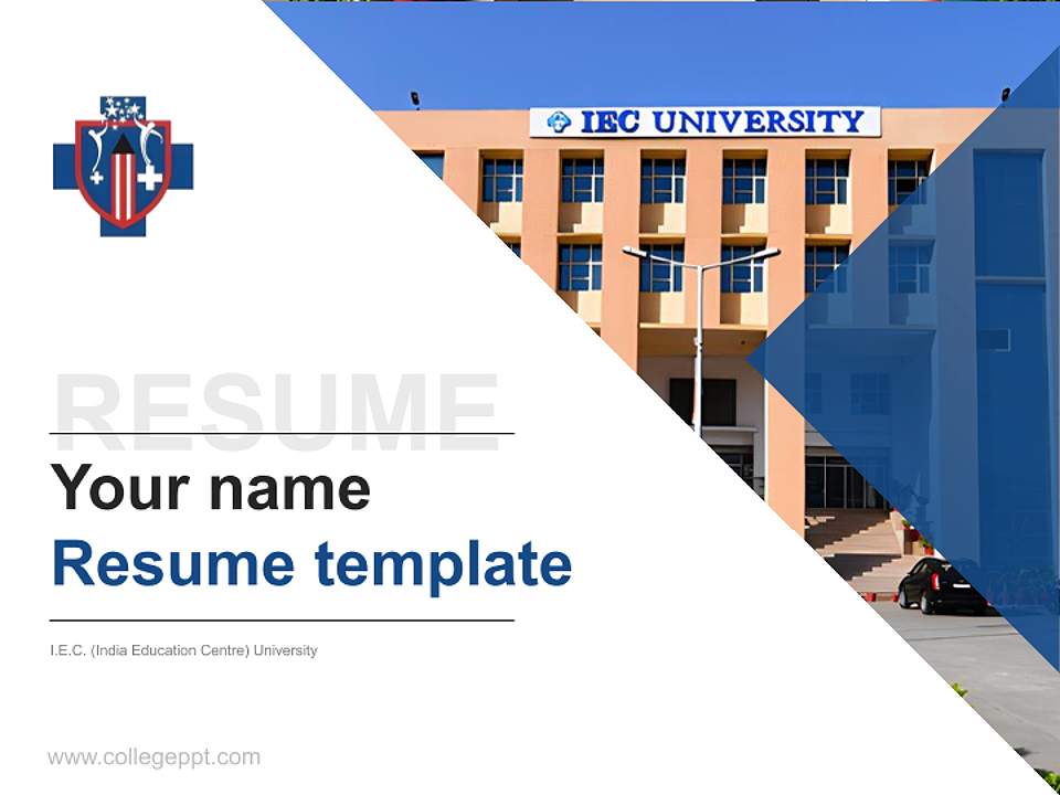 I.E.C. (India Education Centre) University Resume PPT Template4:3 ratio PPT effect preview image5