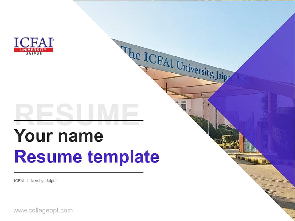 ICFAI University, Jaipur Resume PPT Template4:3 ratio PPT effect preview image5
