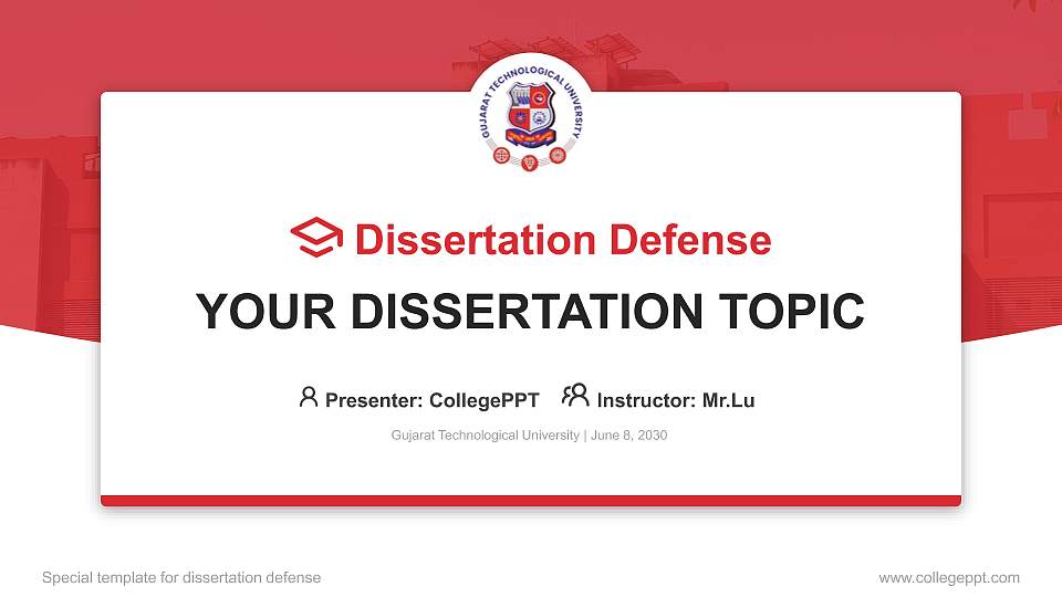 Gujarat Technological University Graduation Thesis Defense PPT Template16:9 ratio PPT effect preview image