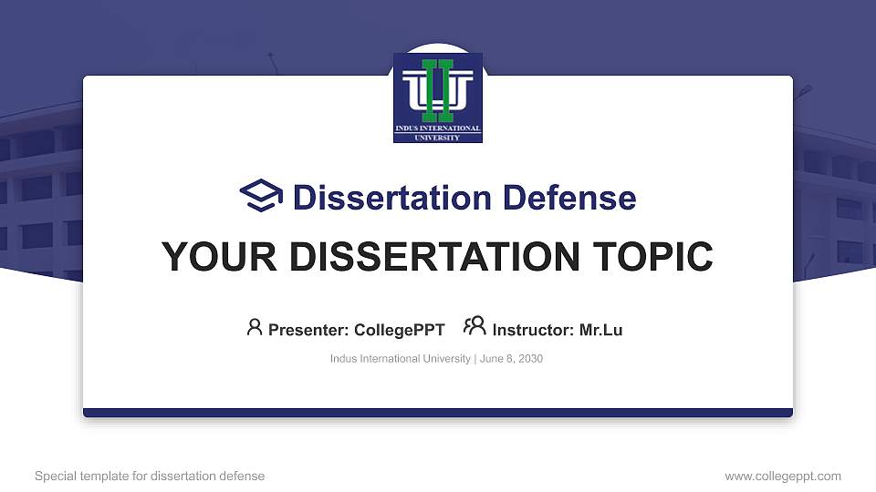 Indus International University Graduation Thesis Defense PPT Template16:9 ratio PPT effect preview image