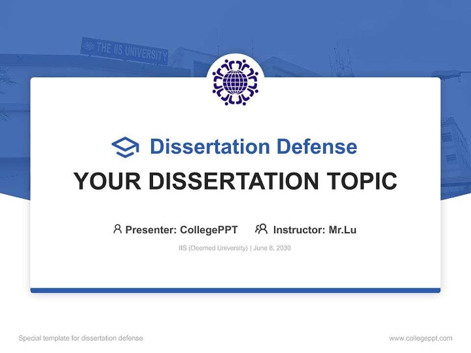IIS (Deemed University) Graduation Thesis Defense PPT Template4:3 ratio PPT effect preview image7