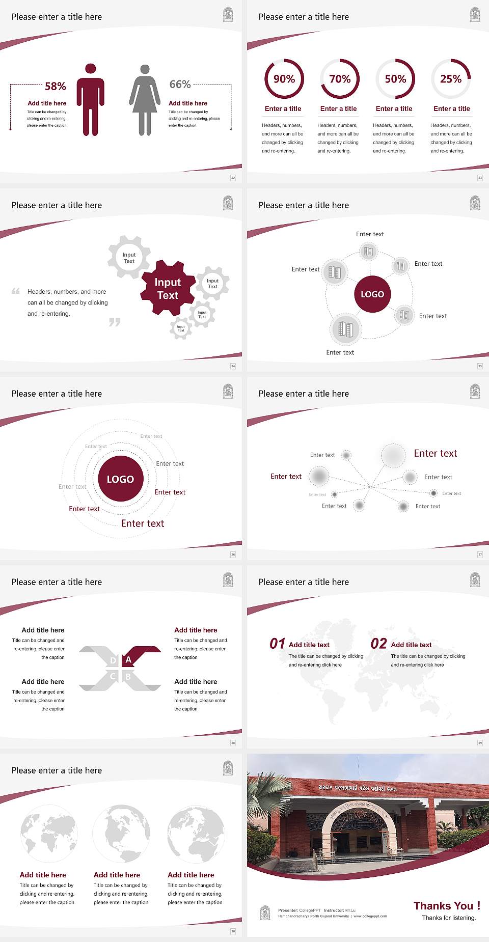 Hemchandracharya North Gujarat University Course/Courseware Creation PPT Template4:3 ratio PPT effect preview image4