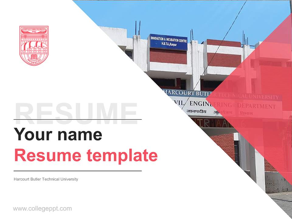Harcourt Butler Technical University Resume PPT Template4:3 ratio PPT effect preview image5