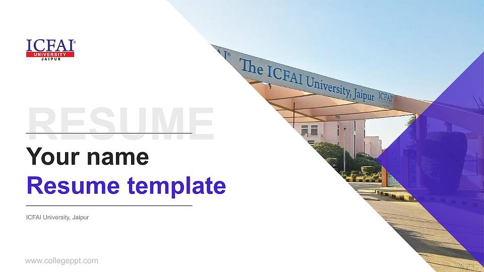 ICFAI University, Jaipur Resume PPT Template16:9 ratio PPT effect preview image