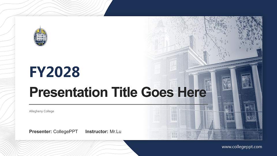 Allegheny College Academic Presentation/Research Findings Report PPT Template16:9 ratio PPT effect preview image