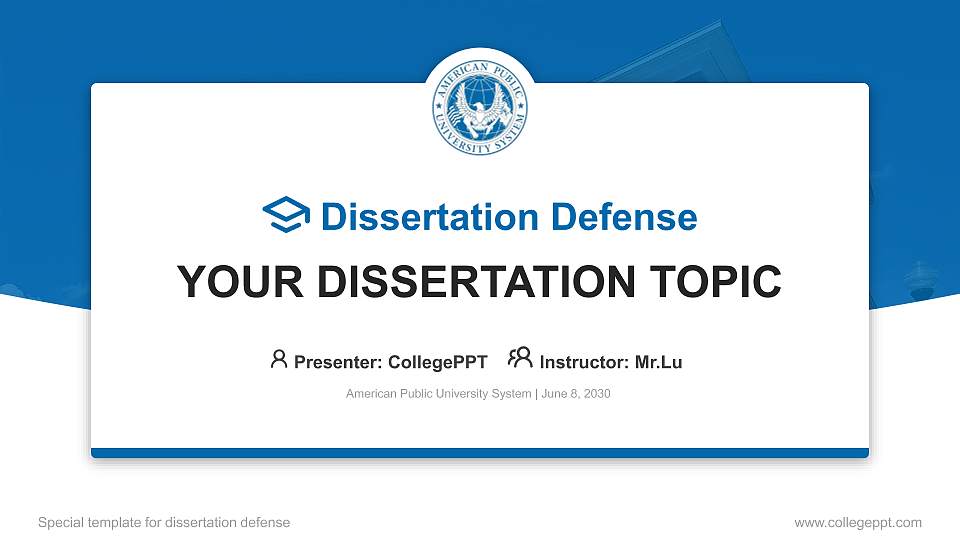 American Public University System Graduation Thesis Defense PPT Template16:9 ratio PPT effect preview image