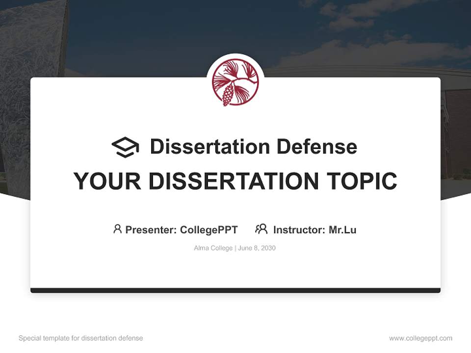 Alma College Graduation Thesis Defense PPT Template4:3 ratio PPT effect preview image7